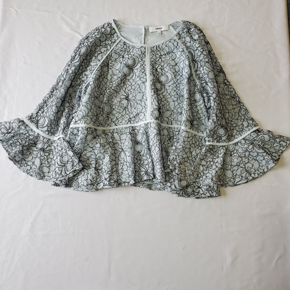 Likely avers lace floral cropped peplum top L